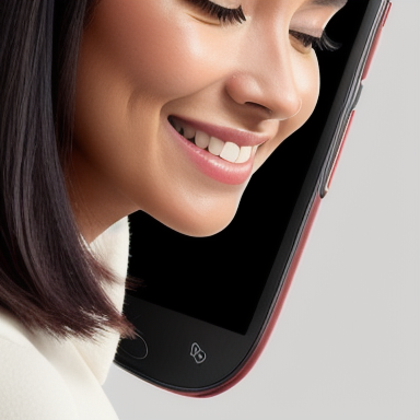 Mulher sorrindo usando o Moto E6